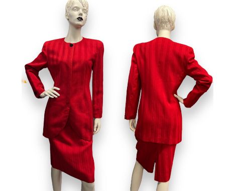 CHRISTIAN DIOR 1980s ladies tailored red power skirt-suit with shoulder pads Fits UK10-12 RRP £1350 Good condition.Part of a 