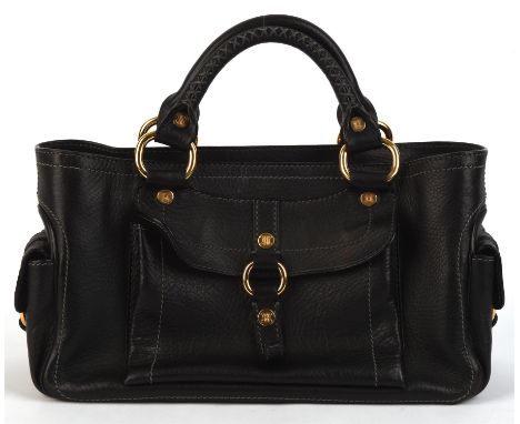 CELINE Boogie handbag in black grained leather with gold coloured hardware, black printed canvas lining and original dust bag