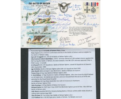WW40/6 Battle of Britain 1 July - 31 October Signed 14 Battle of Britain Pilots, Crew, Details enclosed. 11 Sep 90 50th Anniv