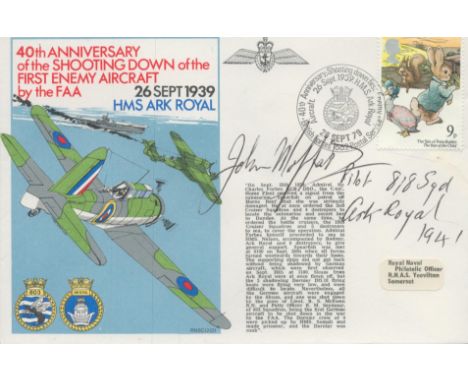 Shooting Down 1st Enemy Aircraft Signed Z Wg Cdr John Moffat he fired that rippled the rudder of the German battleship, 26 Se