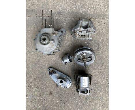 BSA ZB34 Goldstar engine componentscomprising crankcases (numbered ZB.34.GS.2223.); crankshaft with conrod and piston; timing