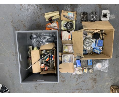 A quantity of Kawasaki spares, some believed racing typeincluding cylinder barrel, two cylinder heads, pistons, levers, carbu