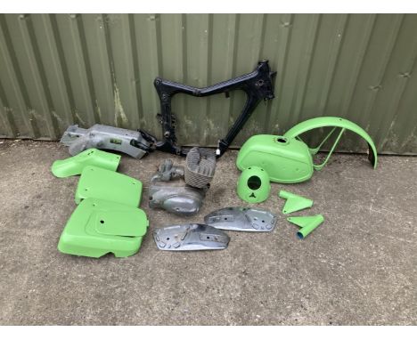 A 1975 MZ TS150 projectframe number 7849715, engine number 6508185 together with a petrol tank; aluminium subframe; mudguard;