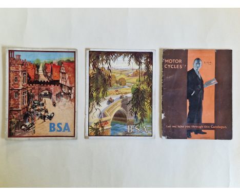 BSA catalogues from 1931, 1932 and 1933,the 1933 item stamped 'Private and Confidential' and believed to include the proposed