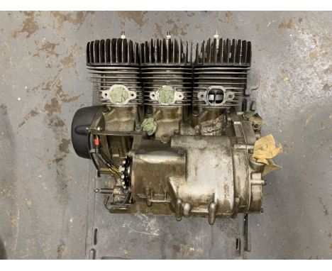 A Kawasaki Three Cylinder enginenumbered KAE 90014, with engine repairs to crankcases, condition and completeness unknown, cl