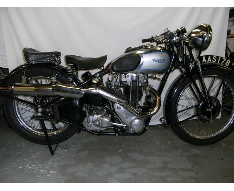 1937 Triumph 350cc Tiger 80Registration no. AAS 178Frame no. SABTVRO3972219029 (see text)Engine no. 7 T80 4368Edward Turner's