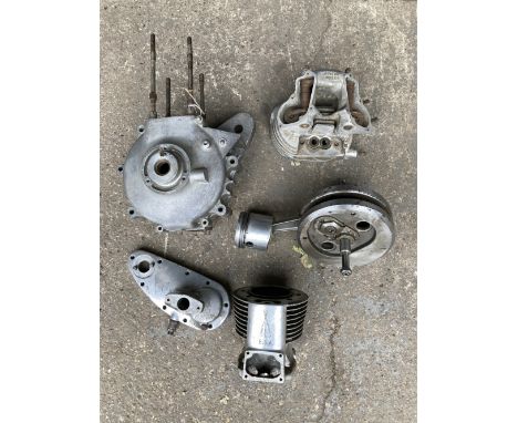 BSA ZB34 Goldstar engine componentscomprising crankcases (numbered ZB.34.GS.2234.); crankshaft with conrod and piston; timing