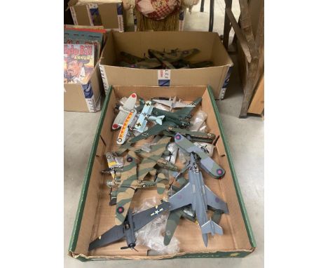 2 Large boxes of assembled model aircraft kits 