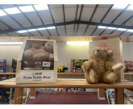 A boxed Steiff Theidine bear QVC exclusive &amp; A boxed Steiff Fynn teddy bear in suitcase 