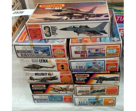 11 boxed Matchbox aeroplane model kits 1:72 scale believed to be complete 