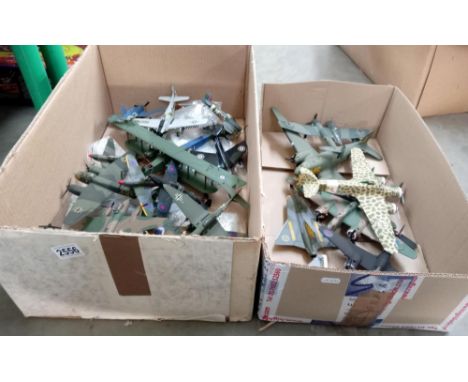2 Large boxes of assembled model aircraft kits 