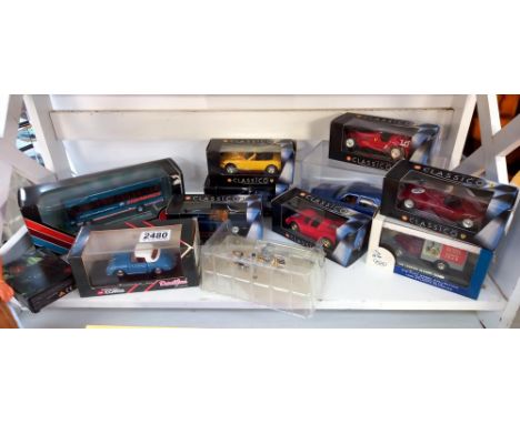 A quantity of boxed Diecast including Corgi, EFE &amp; Shell classico Ferrari etc 
