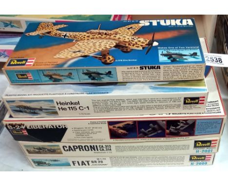 5 boxed Revell aeroplane model kits 1:72 scale believed to be complete 