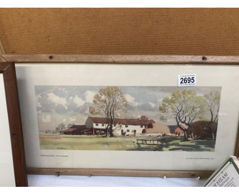 An original vintage framed railway carriage print of 'Theddlethorpe Lincolnshire' from a watercolour by Gyrth Russell 54 x 29