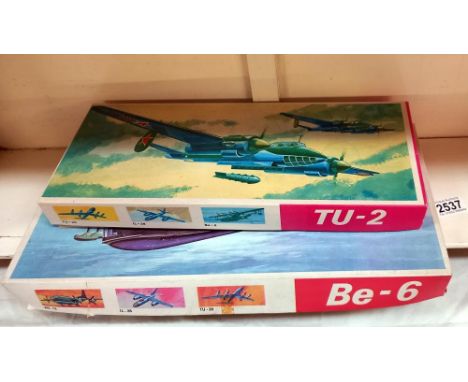 2 boxed model aeroplane model kits 1:72 scale BE-6 &amp; TU2 believed to be complete 