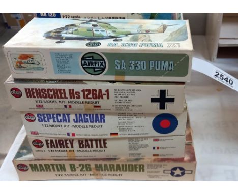 5 boxed Airfix aeroplane model kits 1:72 scale believed to be complete 