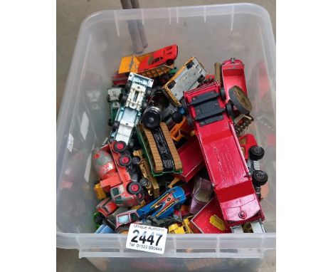 A box of mixed play worn Diecast including Dinky &amp; Matchbox etc 