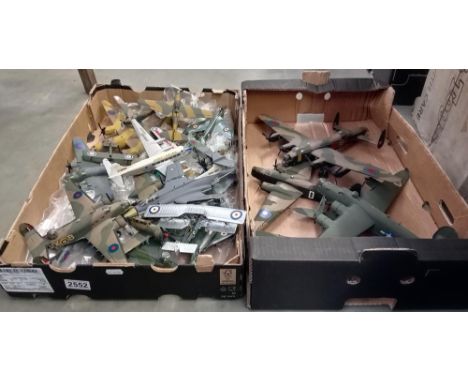 2 Large boxes of assembled model aircraft kits 