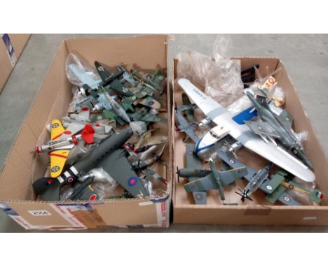 2 Large boxes of assembled model aircraft kits 