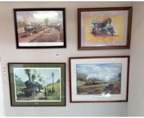 4 Framed / Glazed railway related prints including Changing trains &amp; Sunday walking by Don Breckon 