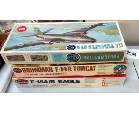 3 boxed Airfix aeroplane model kits 1:72 scale believed to be complete 
