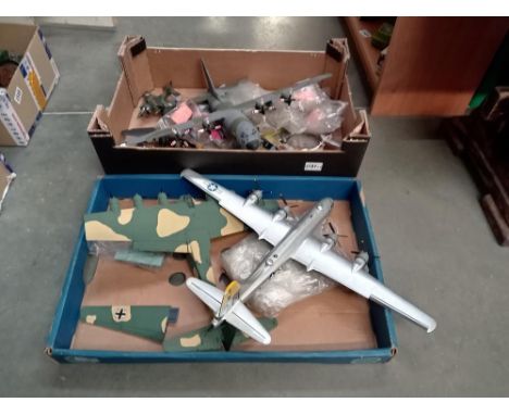 2 Boxes of assembled model aircraft kits 