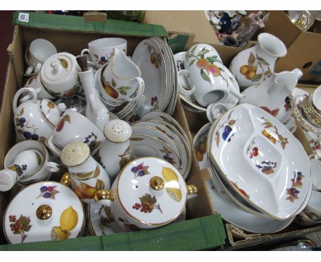 Royal Worcester Evesham Table Pottery, including plates, cups, saucers, condiments coffee pot, jugs, vase sixty plus pieces.