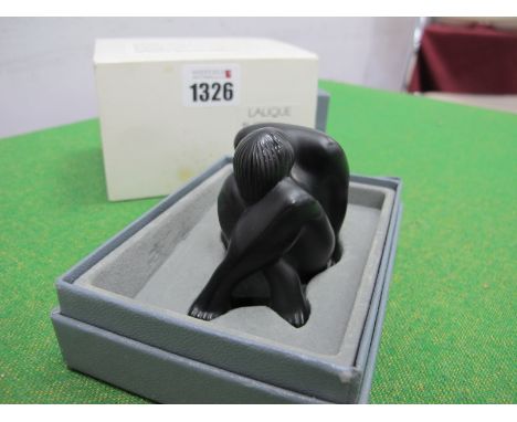 Lalique Black Glass Seated Nude Figurine, after Marie-Claude, 1993, etched stamp, 6cm high.Lot 1326 - three extremely small c