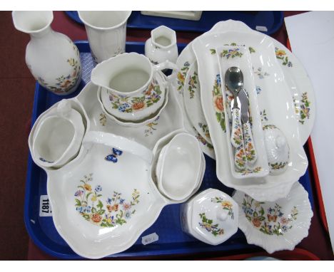 Aynsley 'Cottage Garden' Teaware, strawberry &amp; cream dish, vases, trinkets, etc:- One Tray.