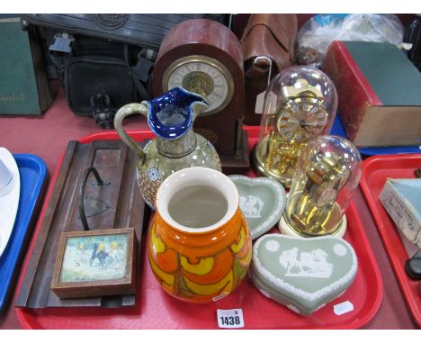 Royal Doulton Early XX Century Jug, Wedgwood green jasper ware dish, trinket dish, clocks, etc:- One Tray.