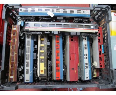 An Assorted Collection of Playworn "OO" Gauge Model Railway Coaches, by Hornby Dublo, Triang, Lima, Hornby.