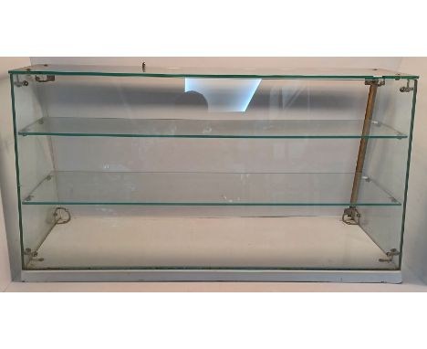 A VINTAGE SHOP&rsquo;S GLASS COUNTER-TOP DISPLAY CABINET FITTED THREE GLASS SHELVES SIZE 36" WIDE 12" DEEP 18"HIGH