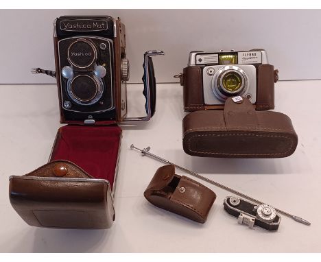 TWO CAMERAS - YASHICA-MAT MXV AND ILFORD SPORTSMAN WITH ANCILLARIES