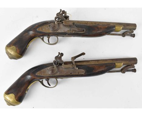 A pair of 19th century flintlock pistols.Condition Report: No cracks or losses to the body of the item, movement and trigger 
