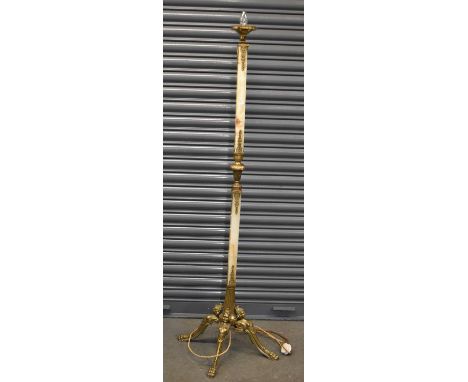 A decorative early 20th century onyx and gilt metal standard lamp, height approx 159cm.Condition Report: There are no signs o