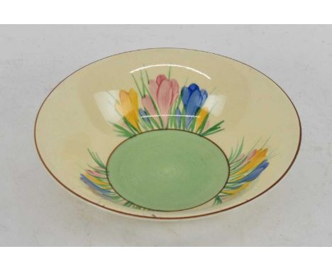 CLARICE CLIFF FOR NEWPORT POTTERY; a hand painted 'Crocus' pattern lotus decorated bowl, diameter 15.5cm.  
