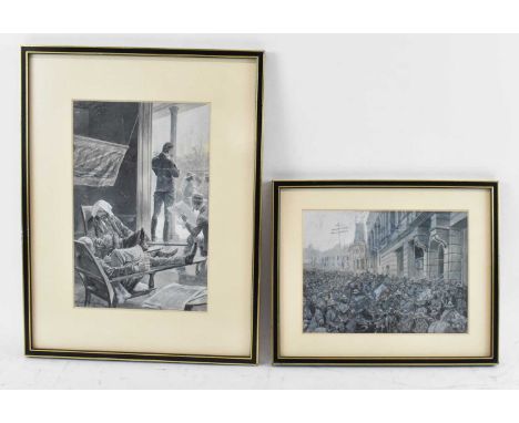 RICHARD CATON WOODVILLE (1856-1927); watercolour, military figures in plantation chairs, signed and dated 1897, 25 x 16.5cm, 