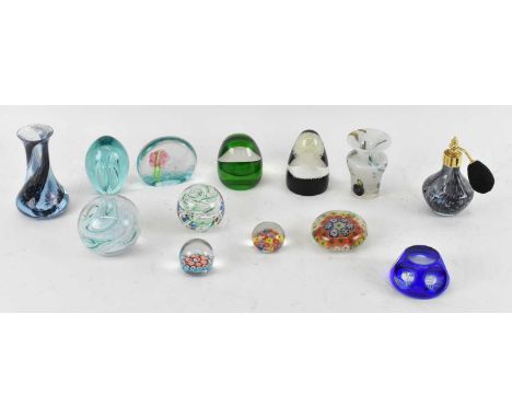 A group of thirteen paperweights including Caithness, Langham Glass, Mtarfa etc. 