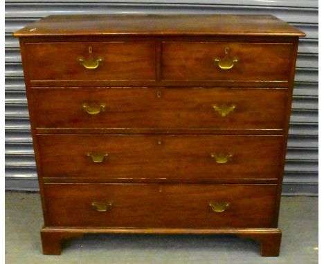 A 19th century chest of two short over three long drawers, on bracket feet, width 108cm, height 100cm, depth 53.5cm. 