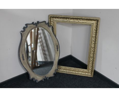 An antique gilt frame and a painted Edwardian mirror 