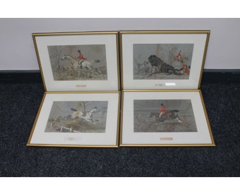 A set of four gilt framed colour lithographic hunting prints 