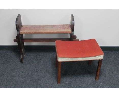 A carved organ stool and a dressing table stool 