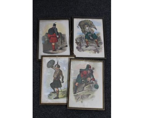 A set of four colour lithographic prints - Scottish clansmen, by Simpson Bell of Edinburgh 