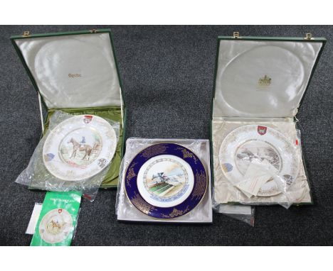 Two Spode limited edition St. Leger plates; 1970 Nijinsky and 1971 Athens Wood, boxed with certificates, together with an Ayn