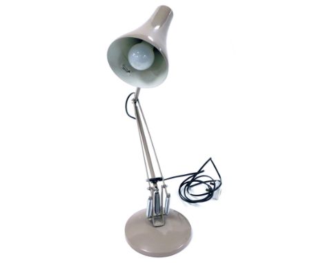 An Anglepoise mocha coloured desk lamp.