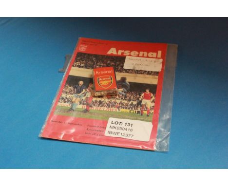 ARSENAL FC FOOTBALL PROGRAMME FROM THE 17TH SEPTEMBER 1977 ALONG WITH AN ARSENAL LIGHTER / GRADE: UNCLAIMED PROPERTY (DC1)