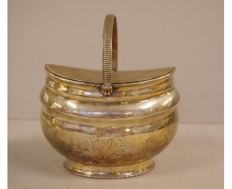 George III Old Sheffield Plate tea caddy with 2 key lock lift lid compartments, 16cm wide, 18cm high