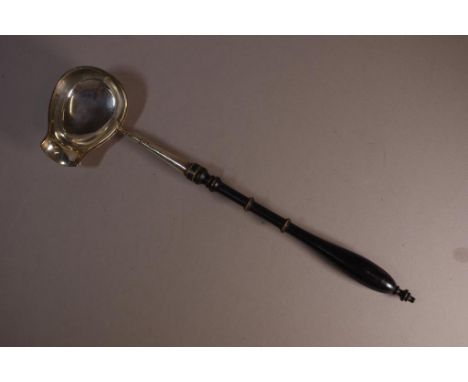 Victorian silver plated toddy ladle with turned wooden handle, 39.5cm long