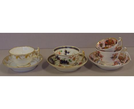 Spode London shape trio and 2 other London shape cups & saucers, C:1820