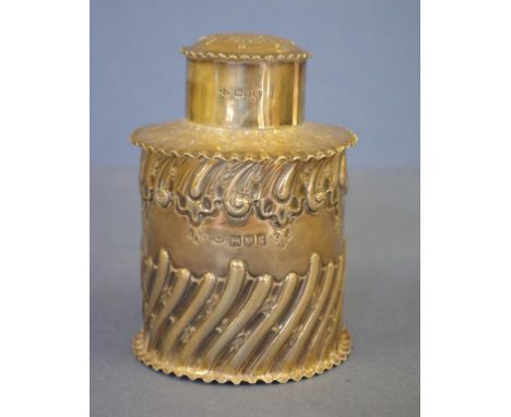 Edwardian sterling silver tea caddy hallmarked London 1902 (Sibray, Hall & Co Ltd), 11.8cm high, 176 grams